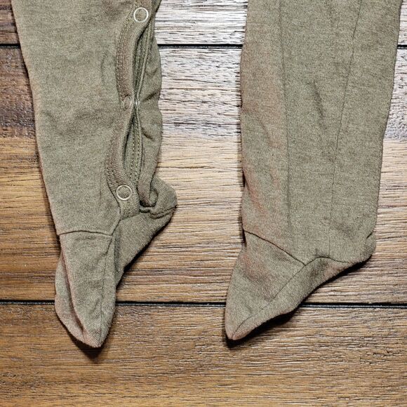 Seven For All Mankind LS Army Green Bodysuit w/ Footies - Picture 3 of 9